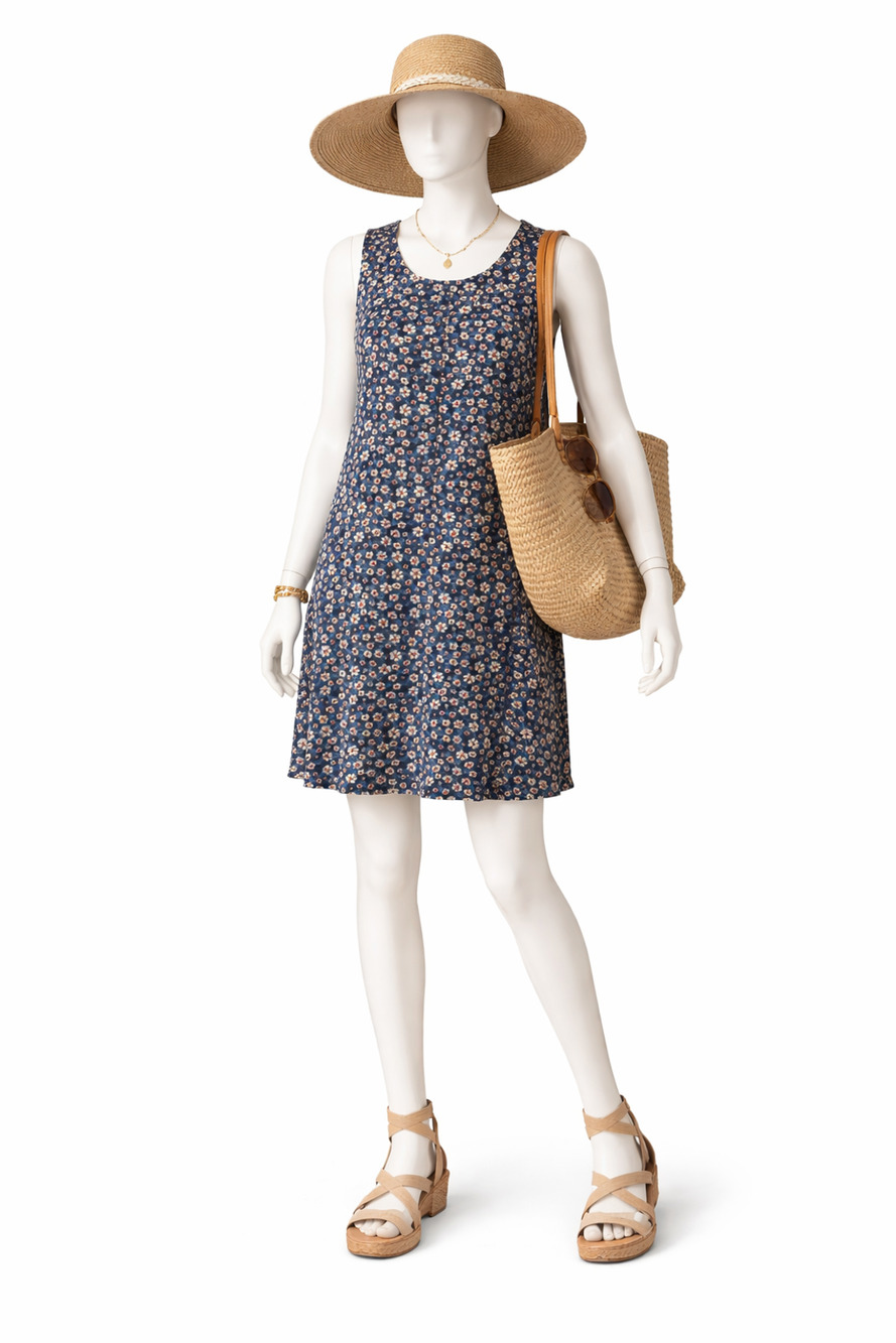 Style Indication Floral Shift Dress Resort Cruise Beach Vacation Travel Womens L